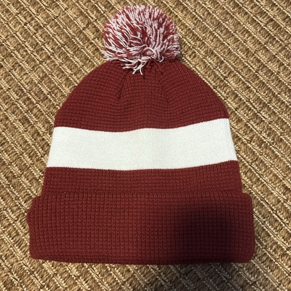 Nike Red & White Stripe Pom Beanie - Picture 2 of 3